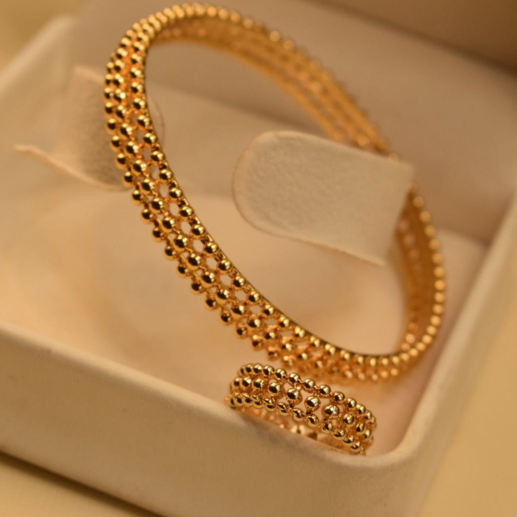 24K One Dip Indian Gold Plated Elegant Desinge Bangles With Adjustable Ring for Girls/Women