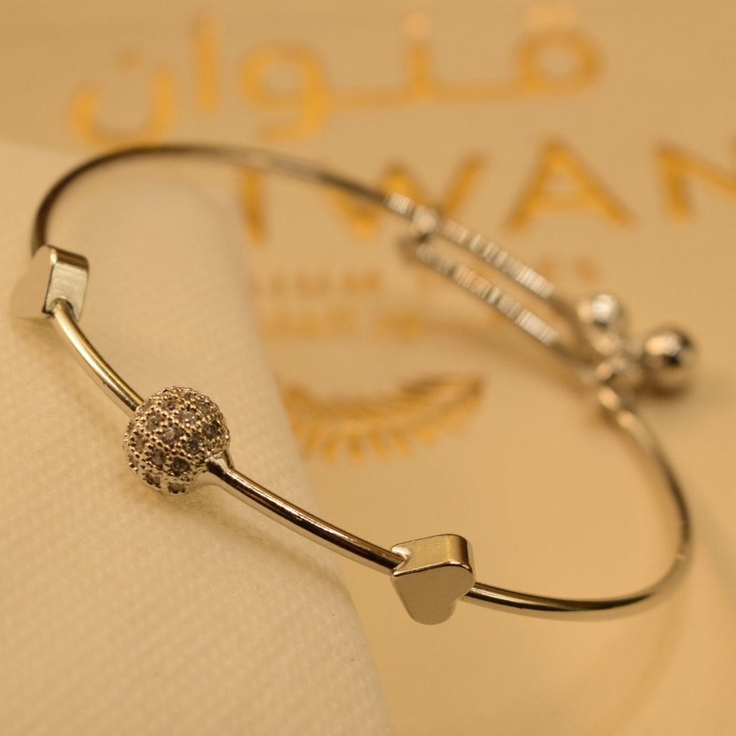 Stylish Golden/Silver Heart Ball Golden/Silver Single Kara Bangles for Girls/Women