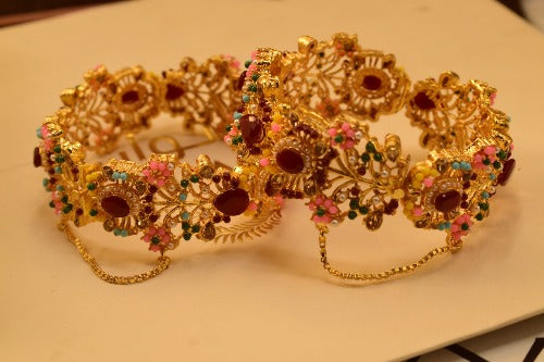 Elegant Design Golden Kara Pair Bangles for Girls/Women