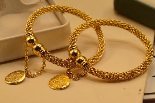 2 Balls Adjustable Kara Pair Bnagles for Girls/Women