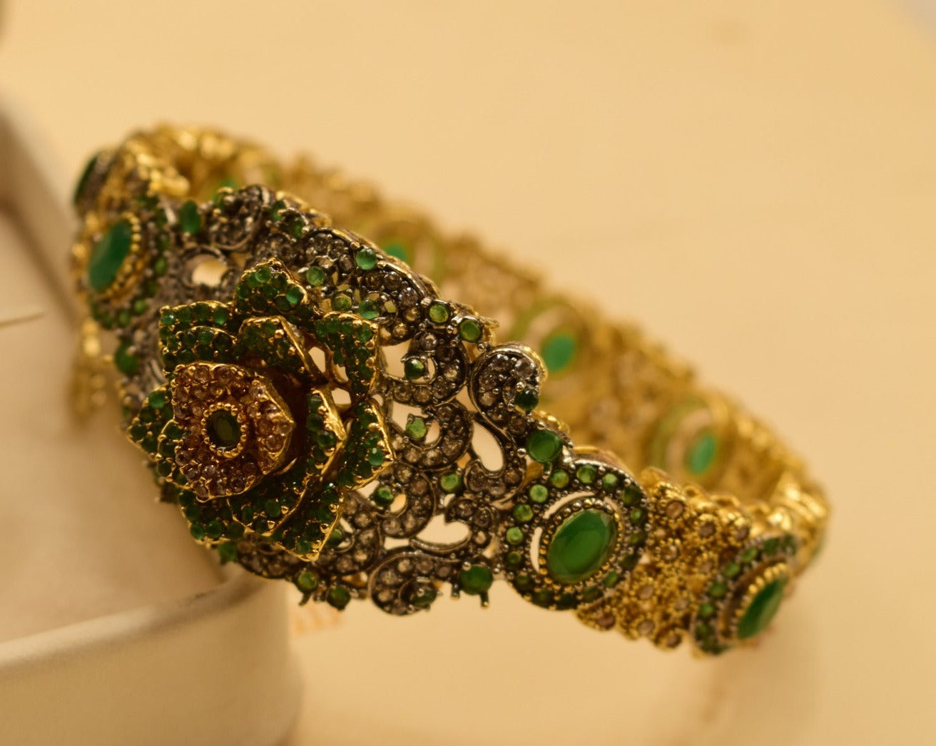 Elegant Jarao Real Stone Gold Plated Kara for Girls/Women