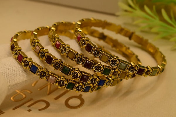 Elegant Four Gold Platted Bangles Set for Girls/Women