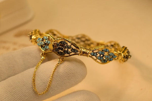 Unique Gold Plated Real Stones Bangle for Girls/Women