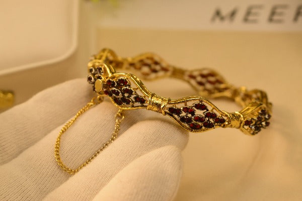 Unique Gold Plated Real Stones Bangle for Girls/Women