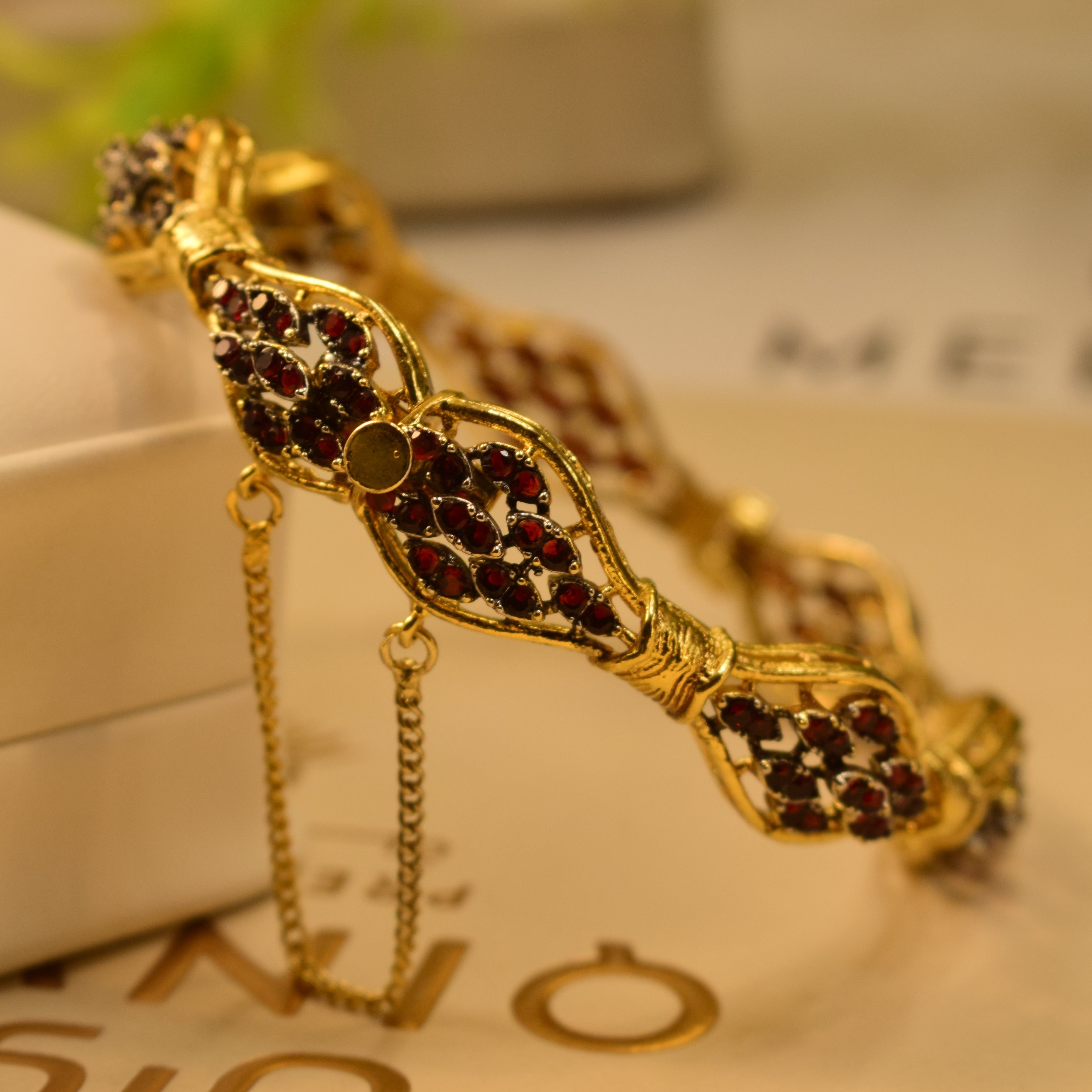 Unique Gold Plated Real Stones Bangle for Girls/Women