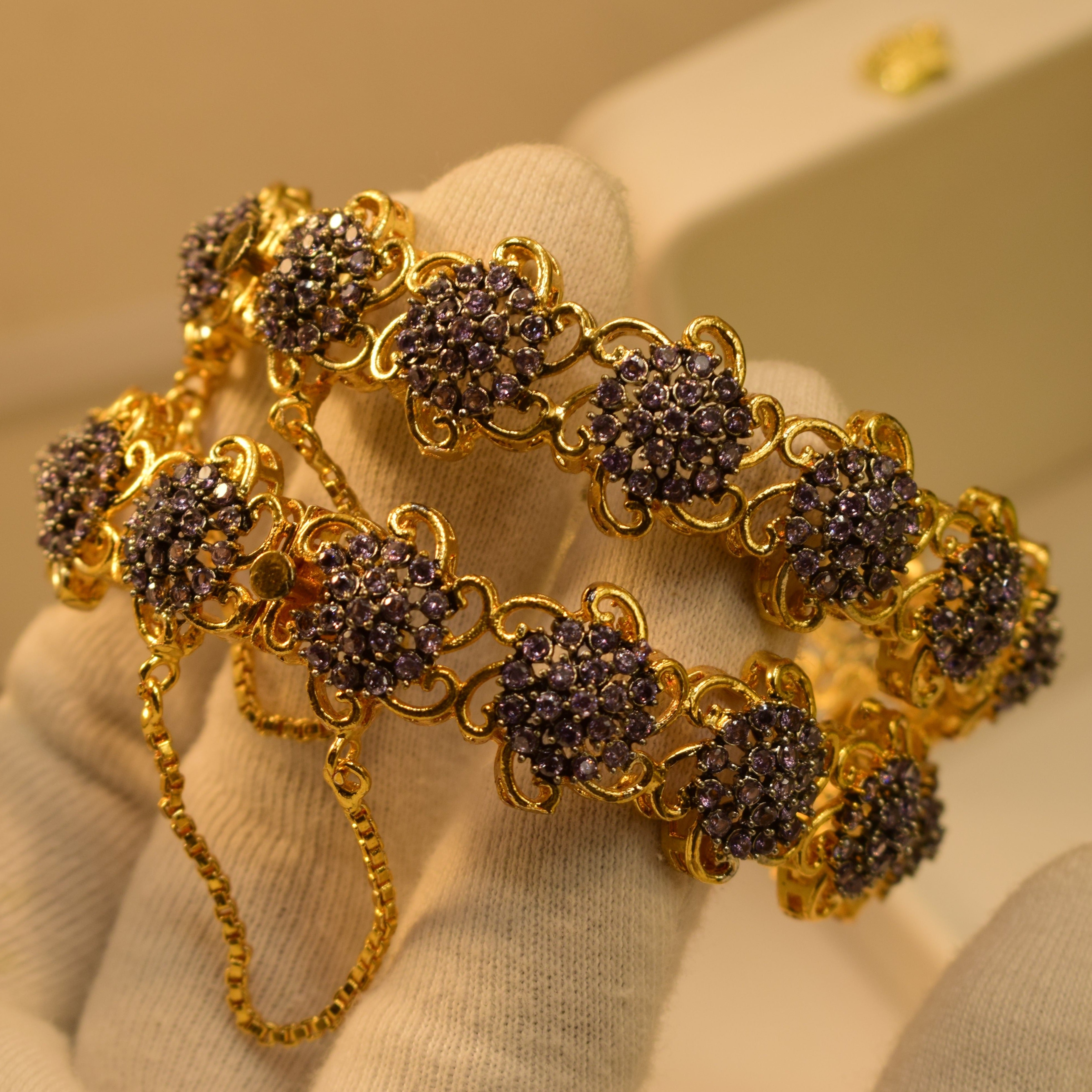 Stylish Design Gold Plated Bangle Pair for Girls/Women
