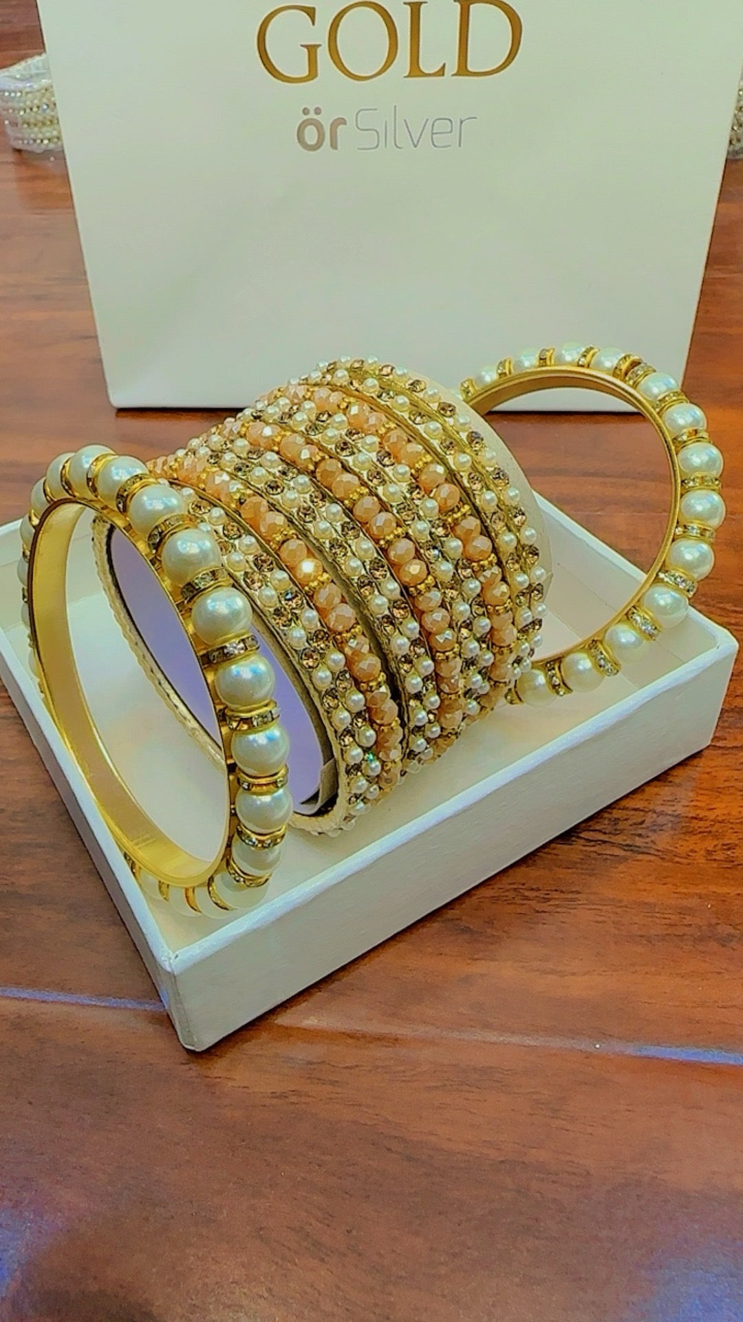 Stylish Pearls Bangles Set for Girls/Women