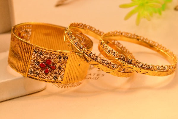 Elegant Unique Gold Plated Bangles Set for Girls/Women