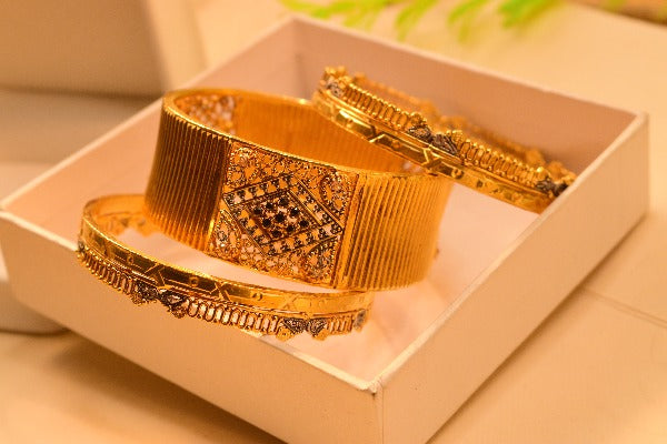 Fancy Unique Design Gold Plated Bangles Set for Girls/Women