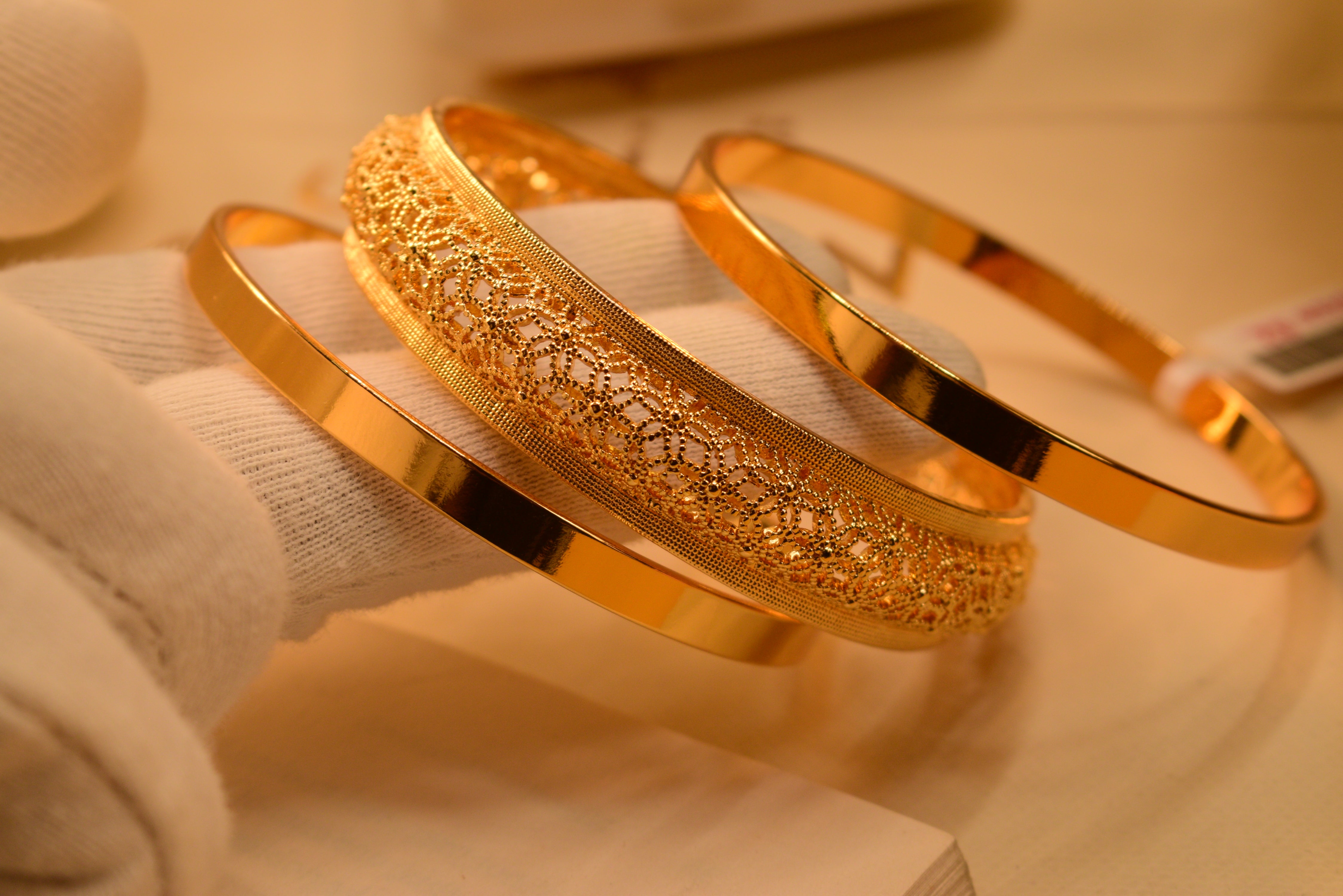 Glamorous Gold Plated 3pc Bangles Set for Girls/Women