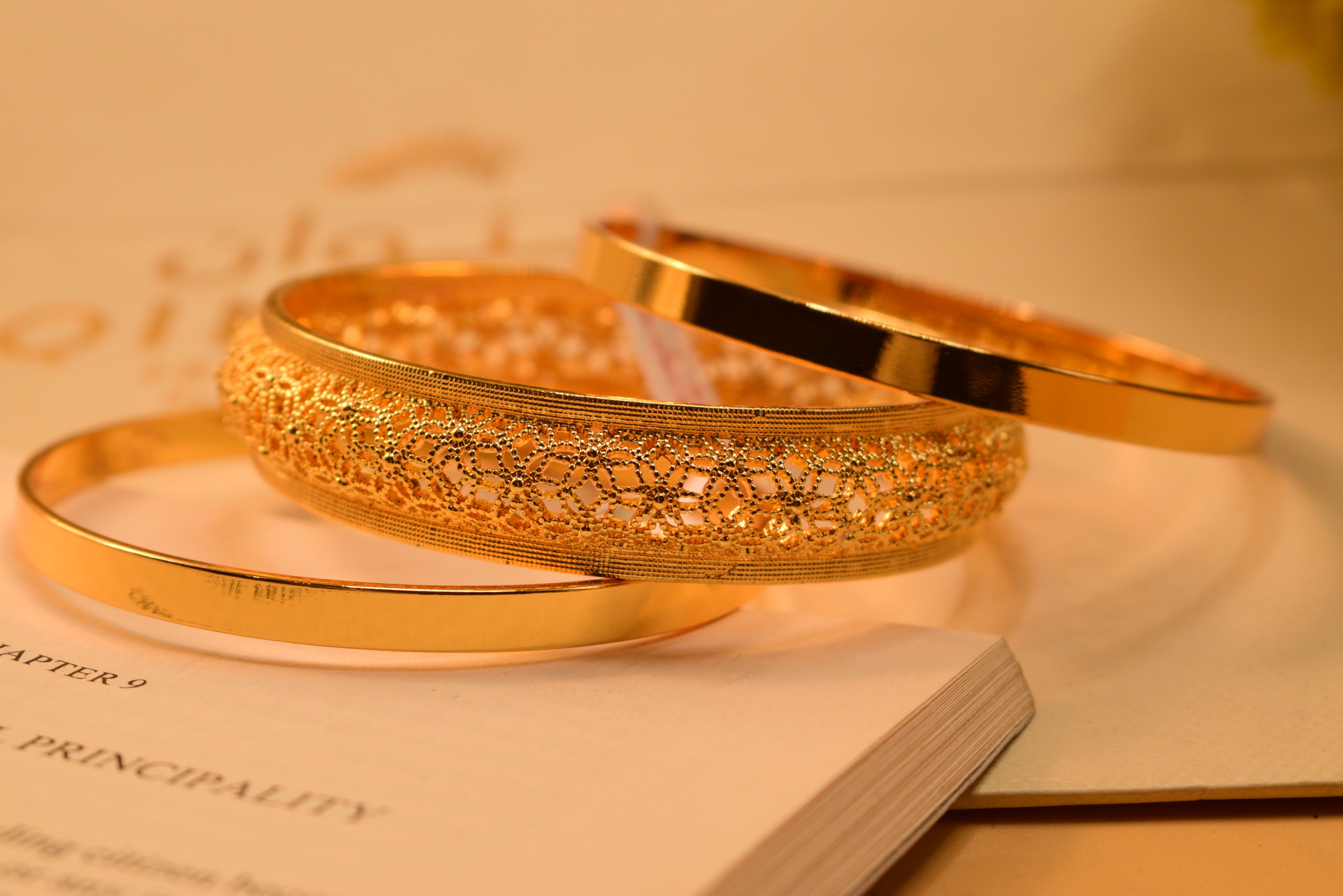 Glamorous Gold Plated 3pc Bangles Set for Girls/Women
