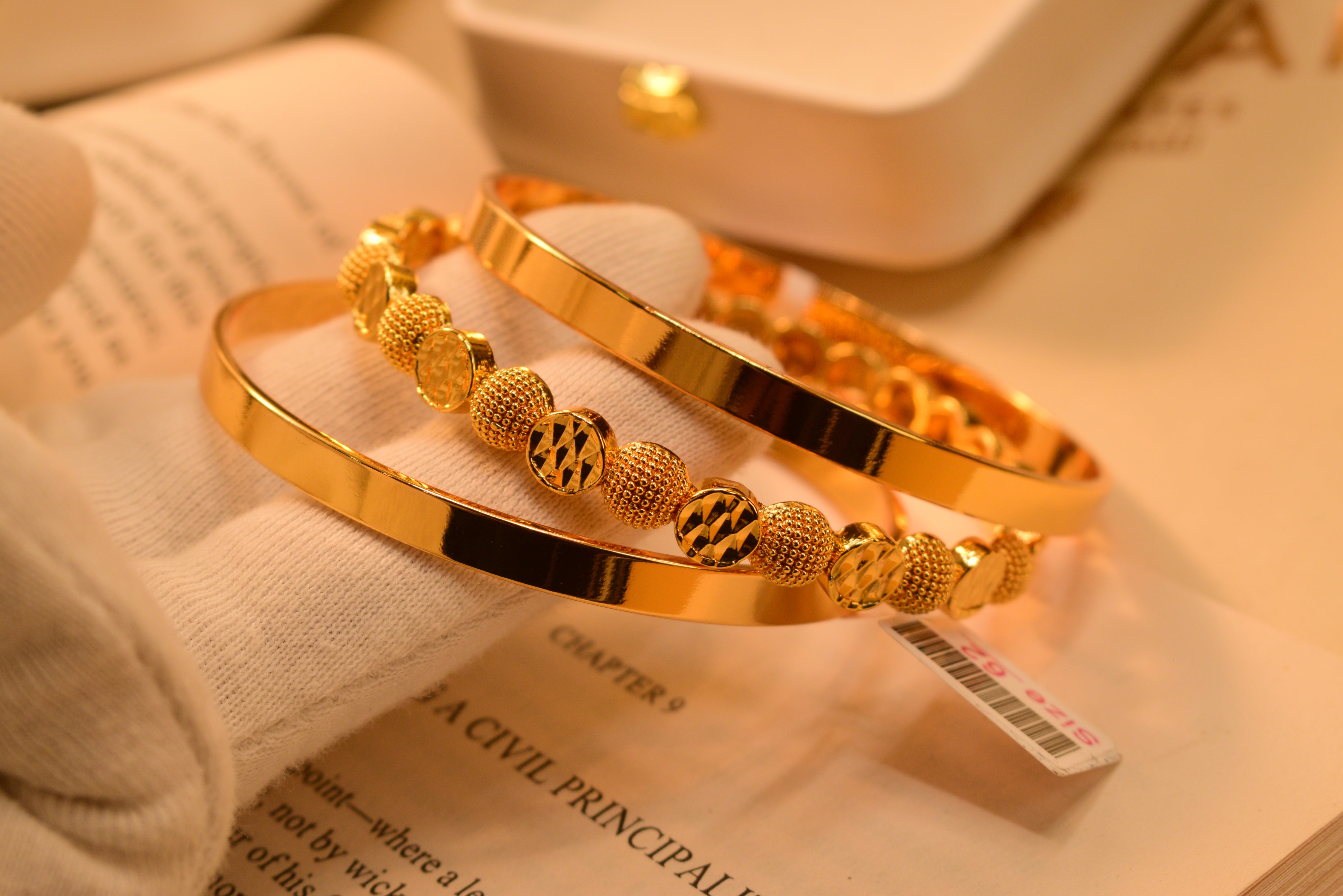 Glamorous Gold Plated 3pc Bangles Set for Girls/Women