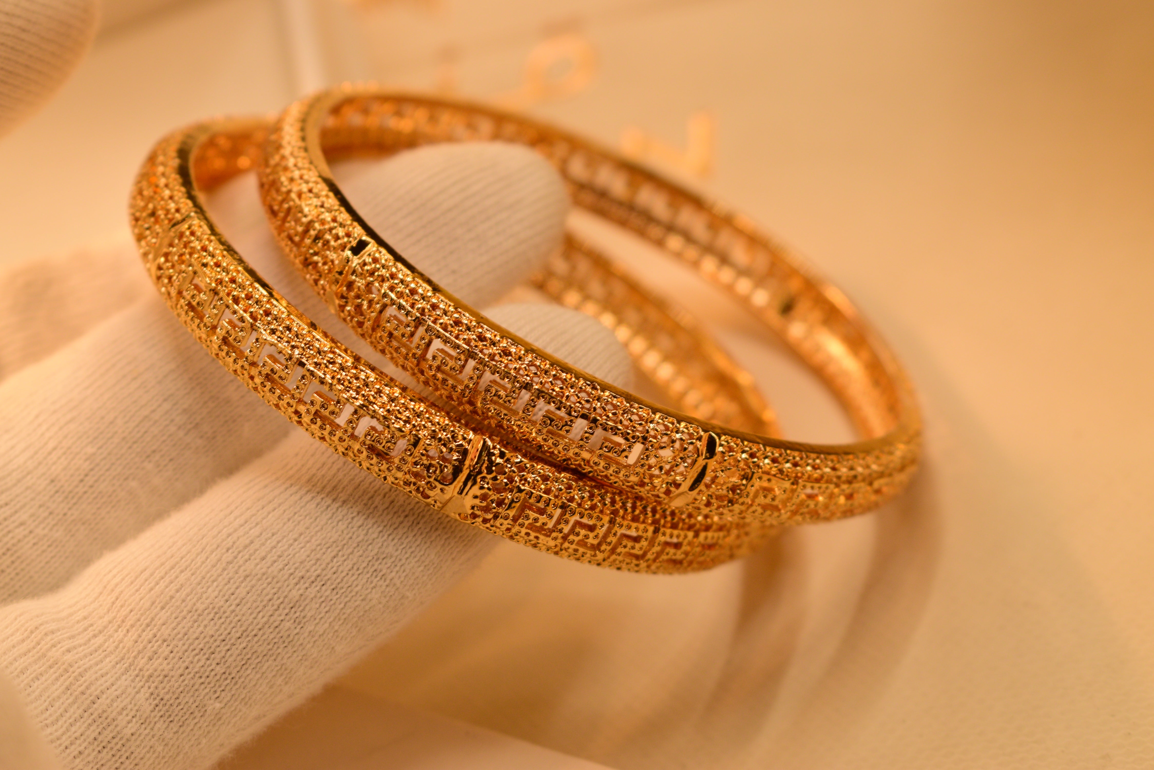 Luminous 24K Gold Plated 2pc Bangles Set for Girls/Women