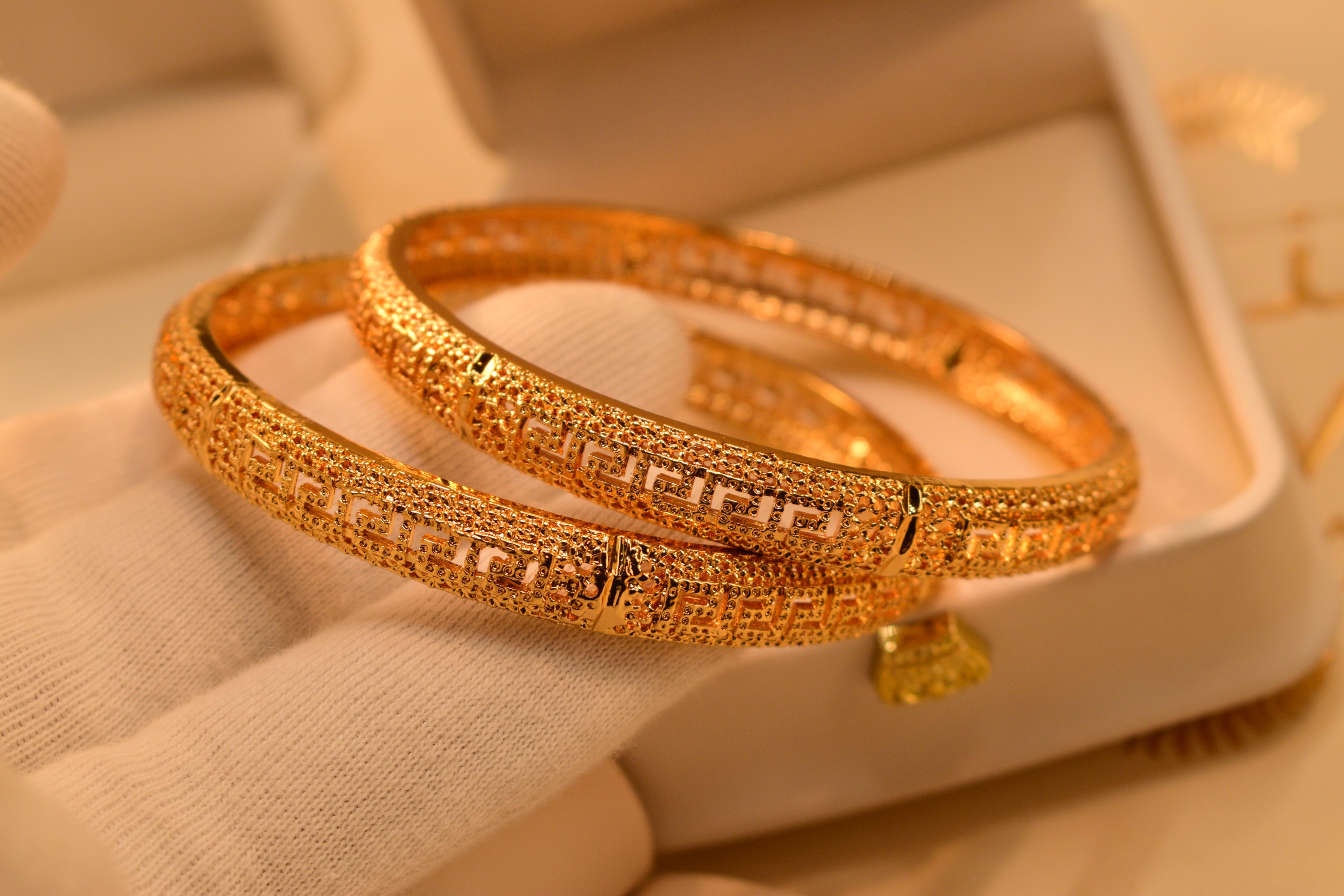 Luminous 24K Gold Plated 2pc Bangles Set for Girls/Women