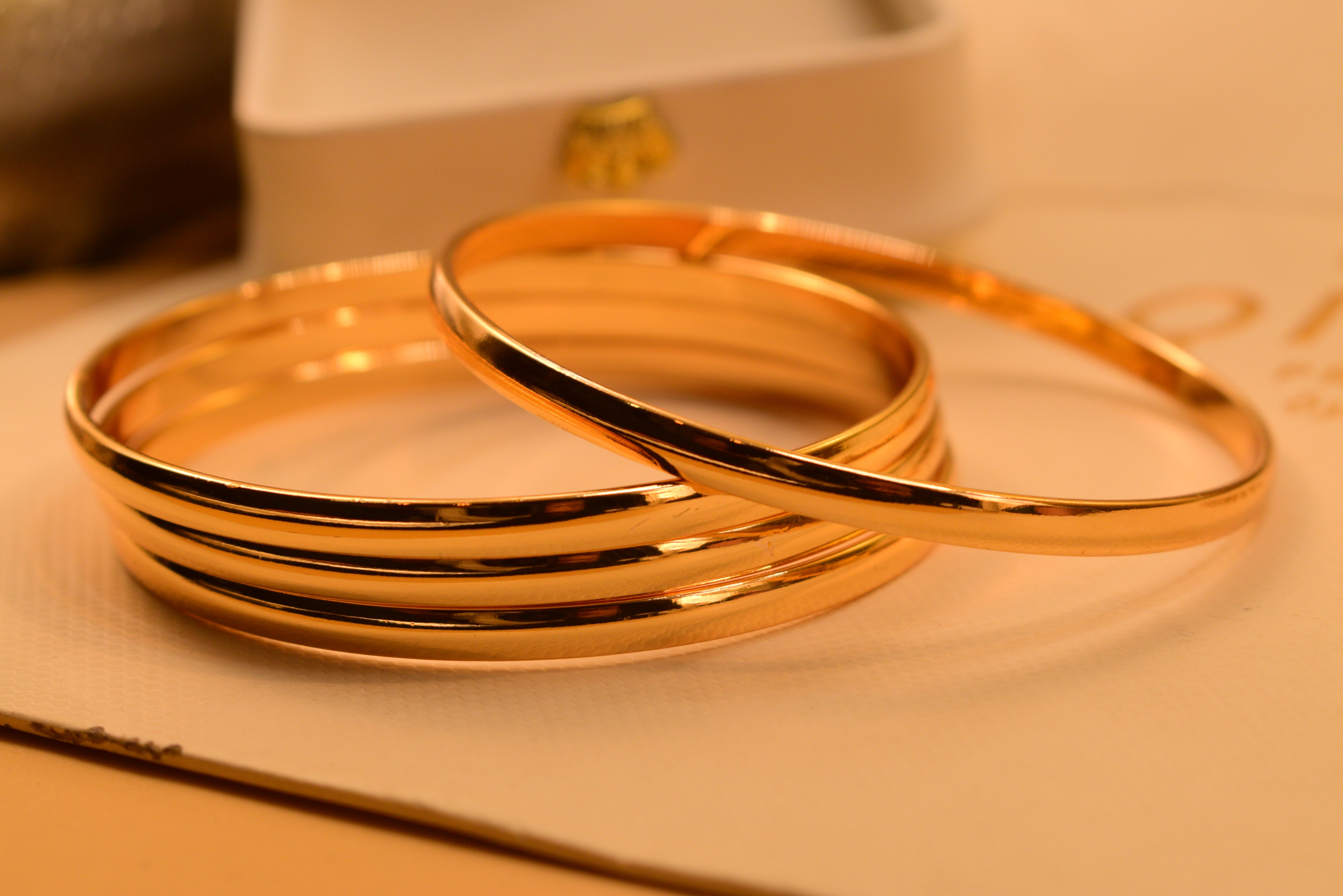 Fancy 24K Gold Plated 4pc Bangles Set for Girls/Women