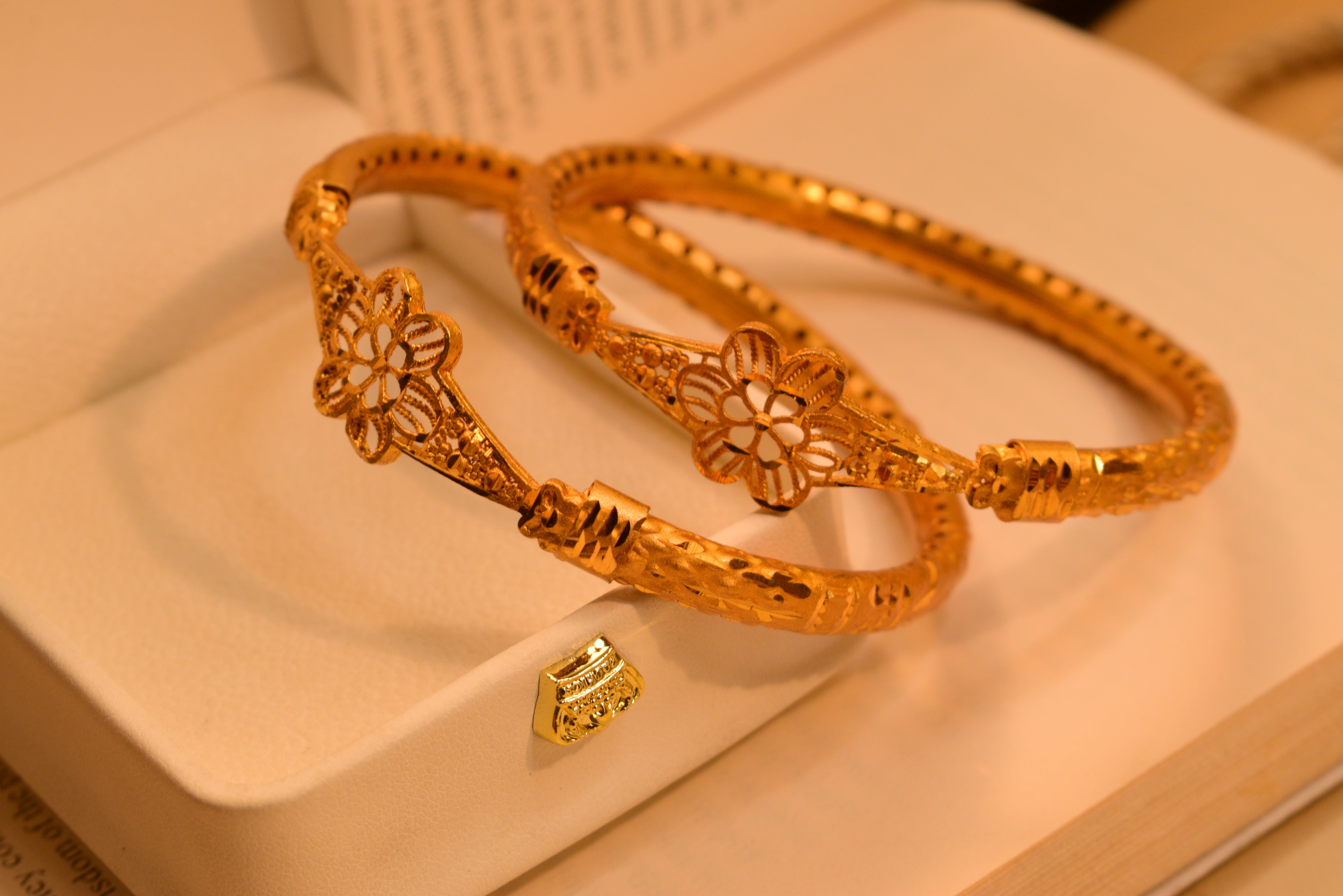 Glamorous Elegant Design Gold Plated 2pc Bangles Set for Girls/Women