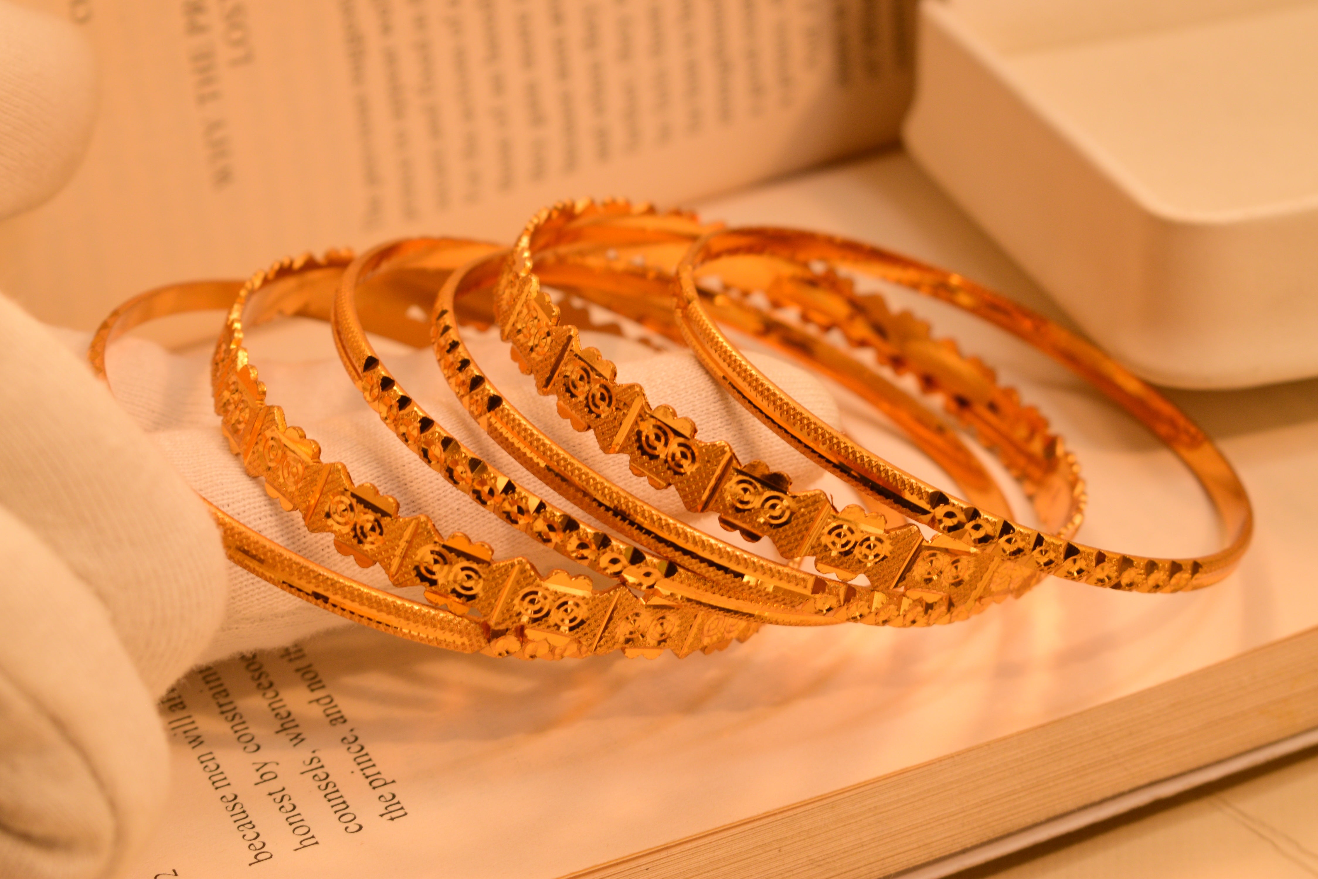 Fancy Unique Design Gold Plated 6pc Bangles Set for Girls/Women