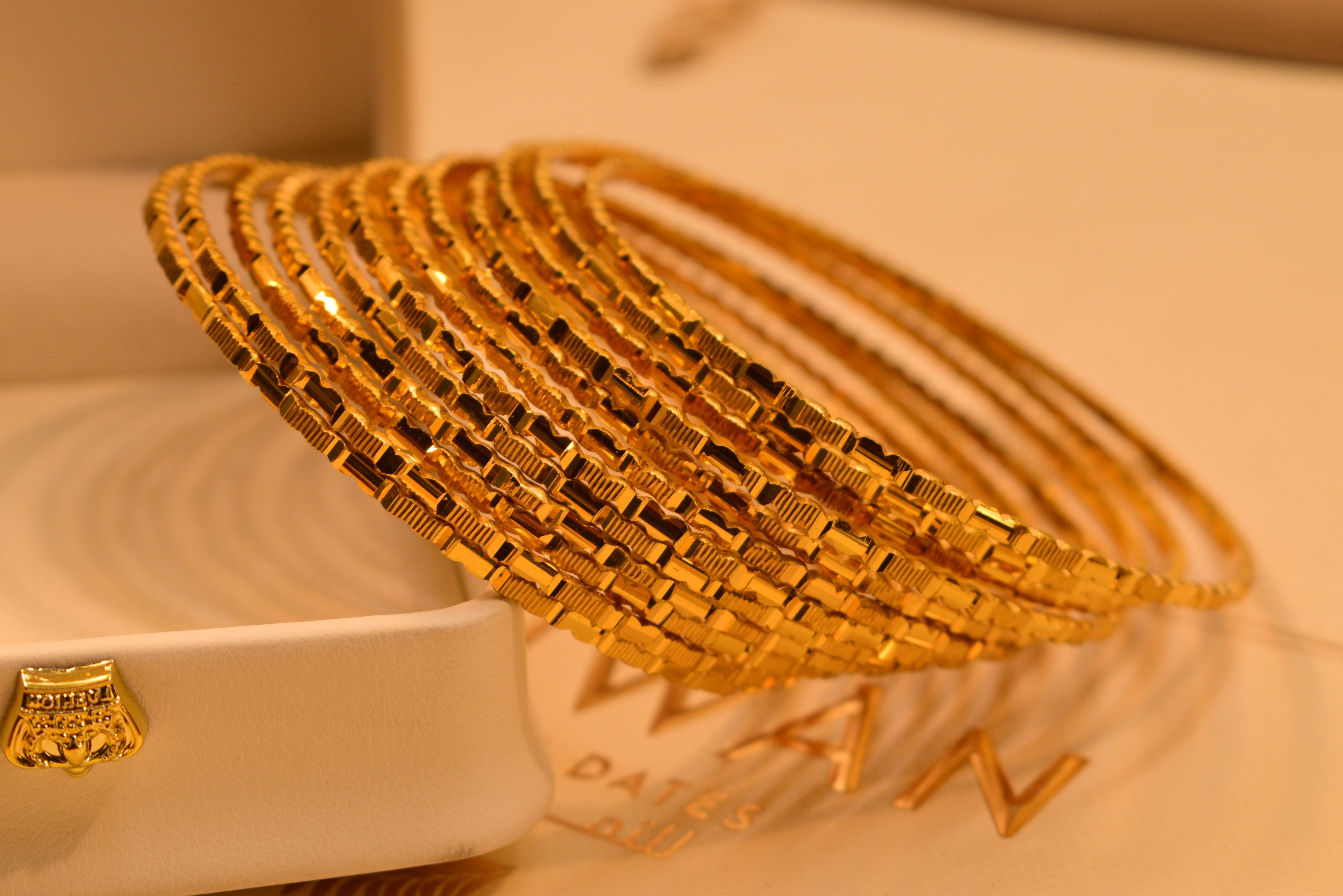 Glamorous 24K Gold Plated 12pc Bangles Set for Girls/Women