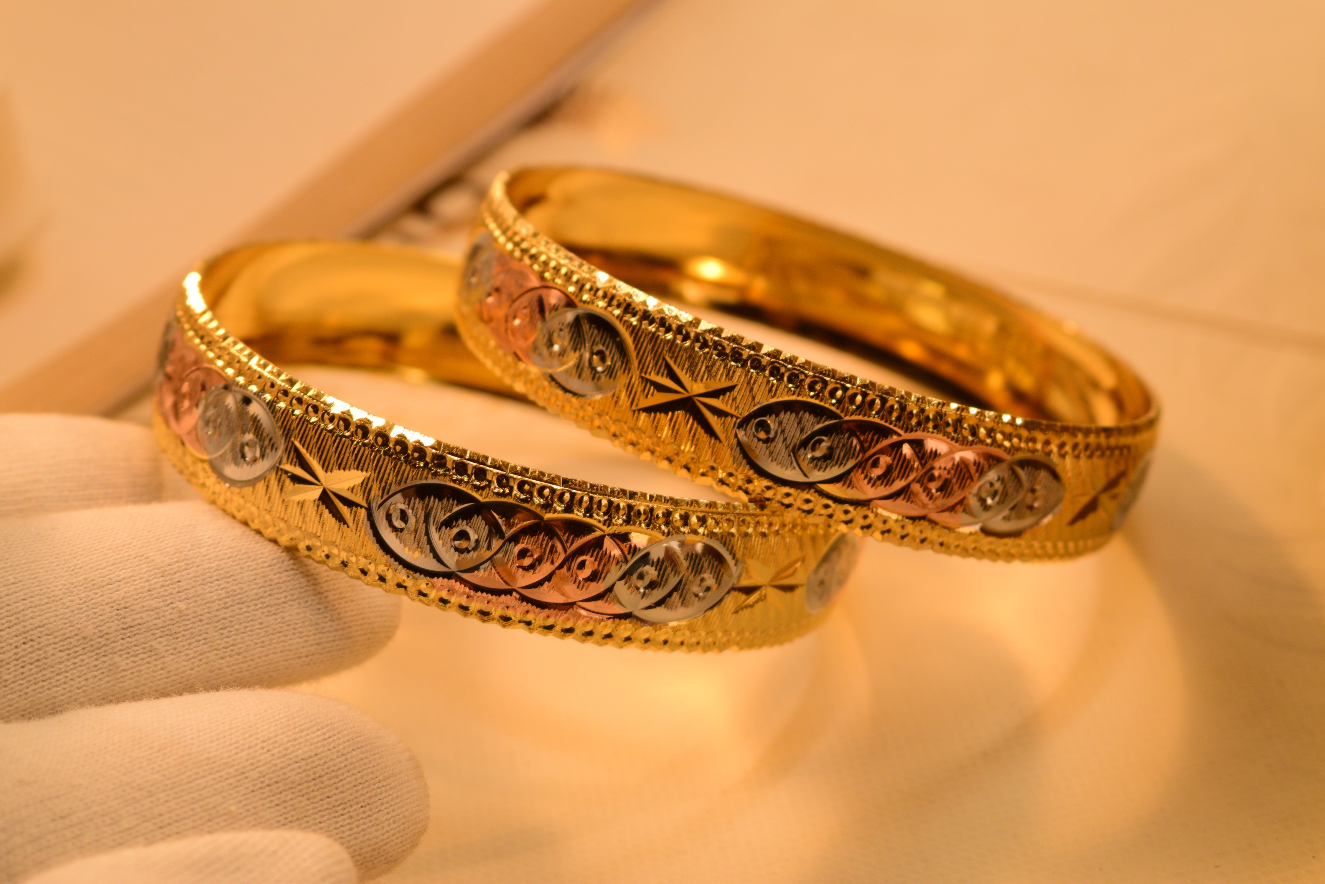 Luxury 24K Gold Plated 2pc Bangles Set for Girls/Women