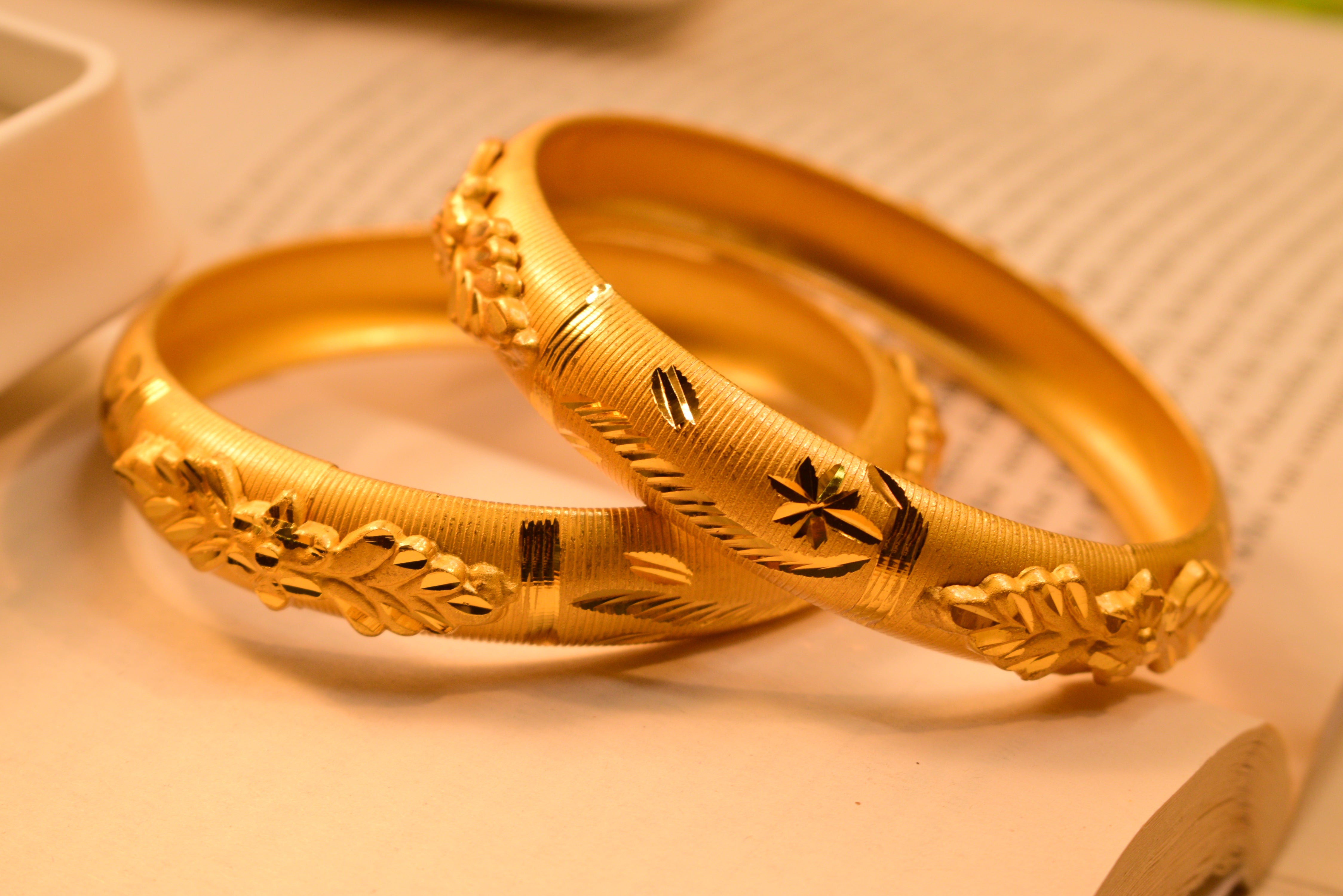 Luminous Fancy 24K Gold Plated 2pc Bangles Set for Girls/Women