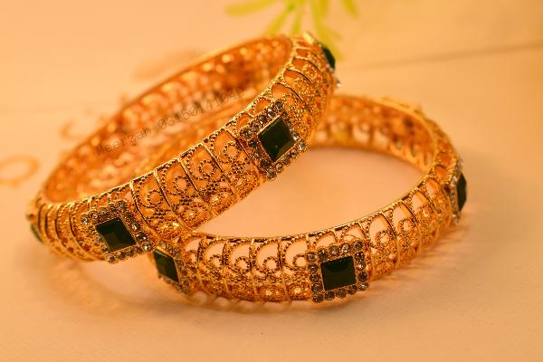 Luminous Elegant Design Gold Plated 2pc Bangles Set for Girls/Women