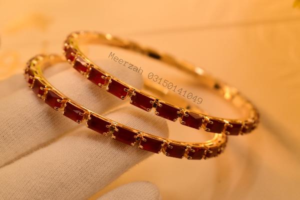 Stylish Elegant Design Real Stones 2pc Bangles Set for Girls/Women