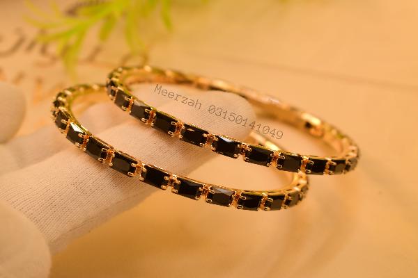 Stylish Elegant Design Real Stones 2pc Bangles Set for Girls/Women