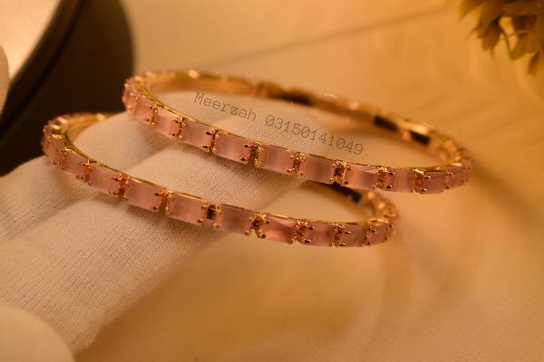 Stylish Elegant Design Real Stones 2pc Bangles Set for Girls/Women