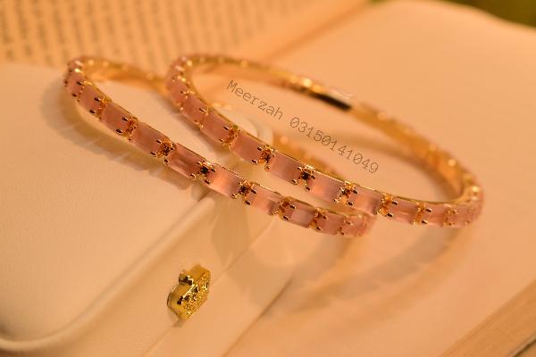 Stylish Elegant Design Real Stones 2pc Bangles Set for Girls/Women