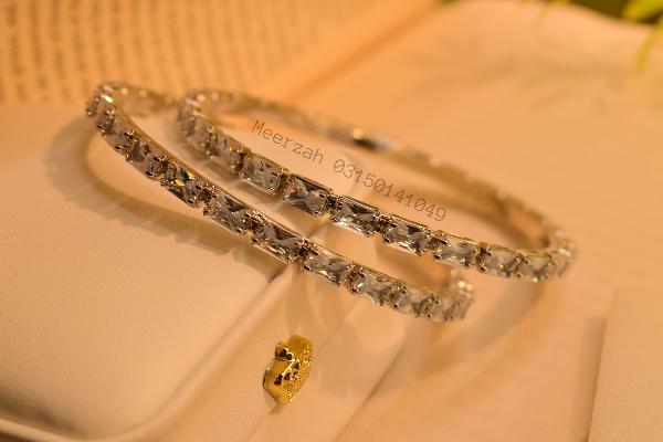 Stylish Elegant Design Real Stones 2pc Bangles Set for Girls/Women