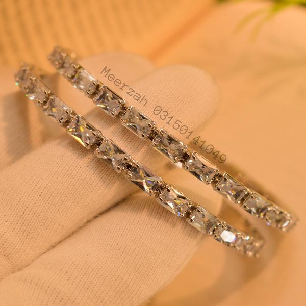 Stylish Elegant Design Real Stones 2pc Bangles Set for Girls/Women