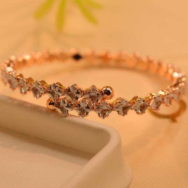 Glamorous Fancy Crystal Stones Gold Plated Bangle for Girls/Women