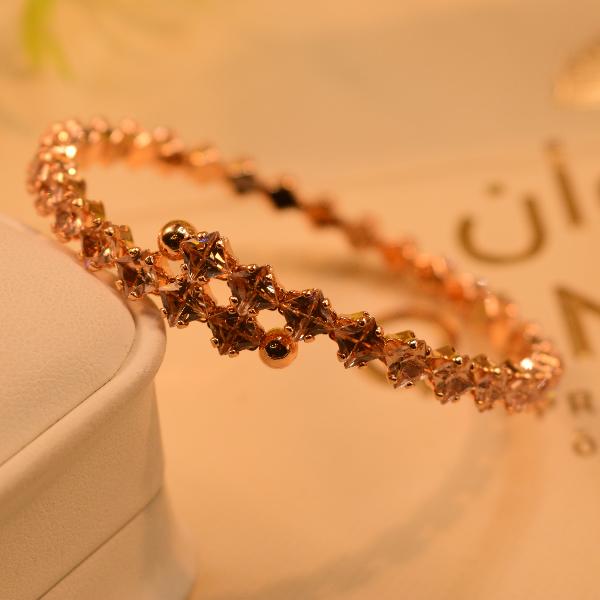Glamorous Fancy Crystal Stones Gold Plated Bangle for Girls/Women