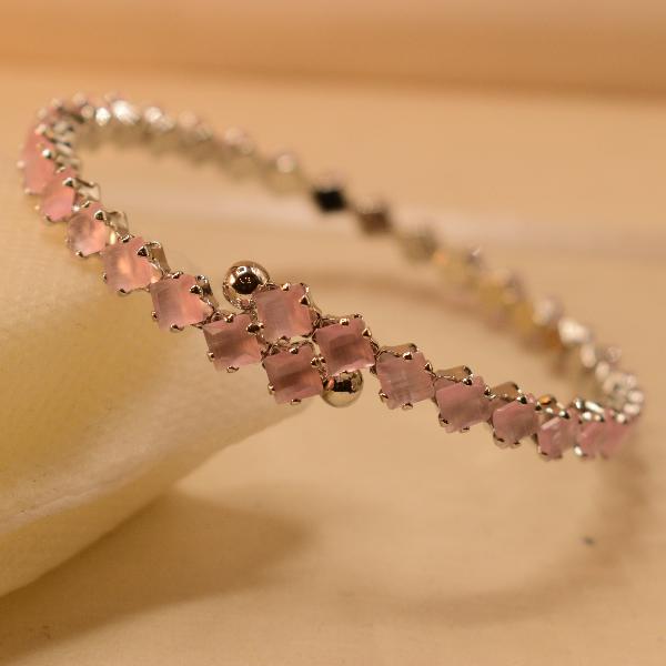 Beautiful Stylish Crystal Stones Silver Bangle for Girls/Women