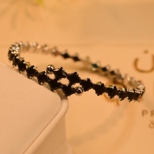 Beautiful Stylish Crystal Stones Silver Bangle for Girls/Women