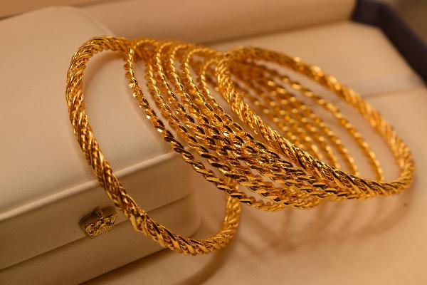 Glamorous Fancy Design Gold Plated 8pc Bangles Set for Girls/Women