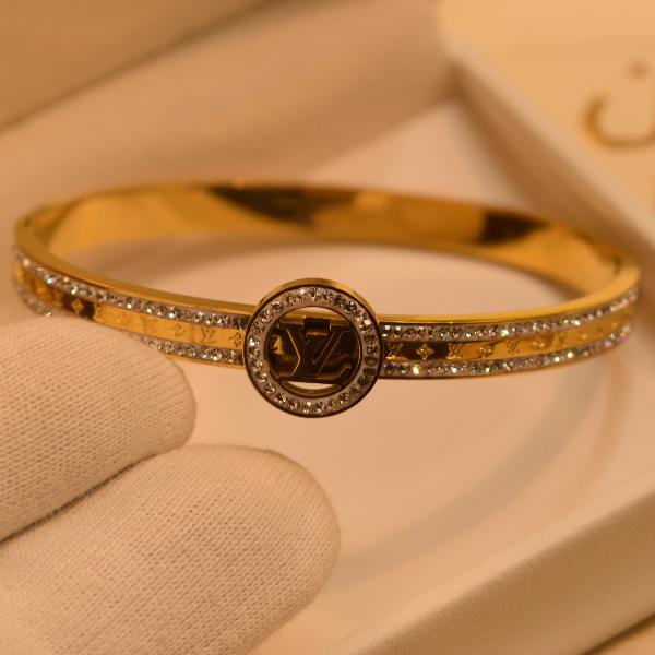 Fancy Elegant Crystal Stones Gold Plated Bangle for Girls/Women