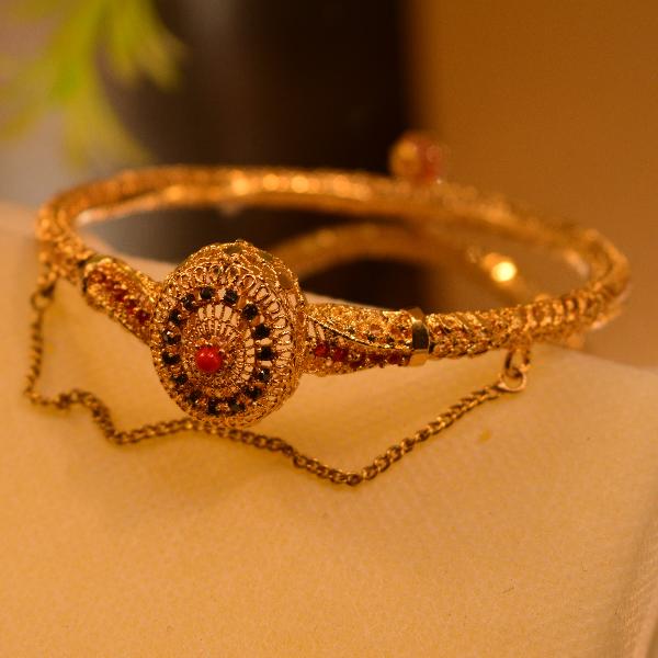 Unique Design Crystal Stones Gold Plated Bangle for Girls/Women