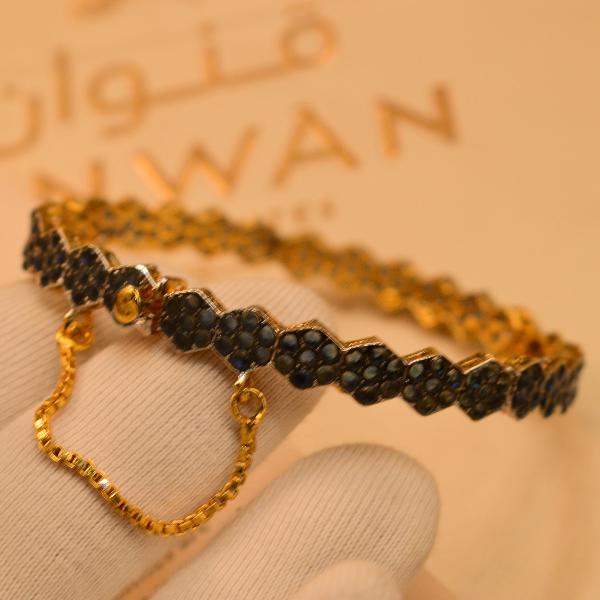 Elegant Unique Design Gold Plated Real Stones Bangle for Girls/Women