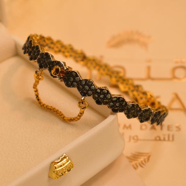 Elegant Unique Design Gold Plated Real Stones Bangle for Girls/Women