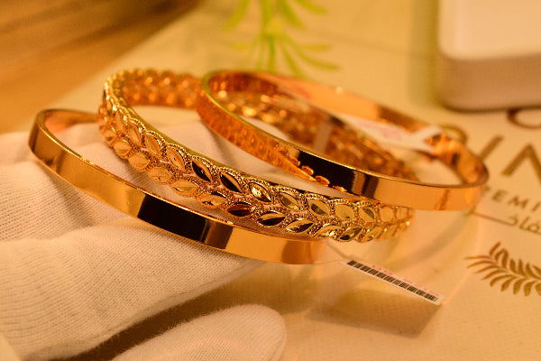 Beautiful Design 24k Gold Plated 3pc Bangle Set for Girls/Women
