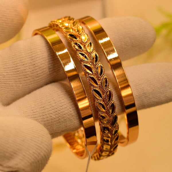 Beautiful Design 24k Gold Plated 3pc Bangle Set for Girls/Women