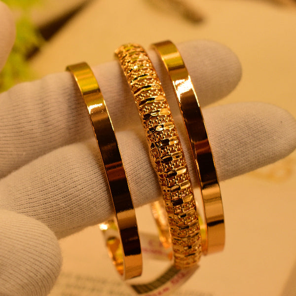 Elegant Design 24k Gold Plated 3pc Bangle Set for Girls/Women