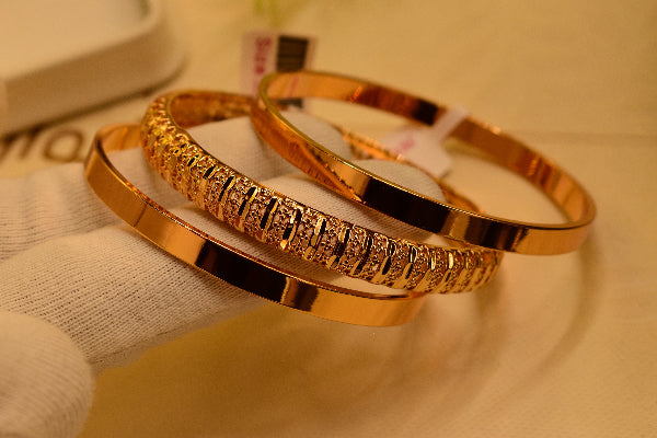 Elegant Design 24k Gold Plated 3pc Bangle Set for Girls/Women