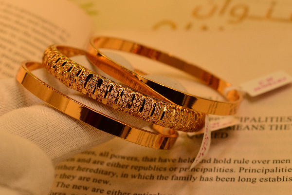 Elegant Design 24k Gold Plated 3pc Bangle Set for Girls/Women