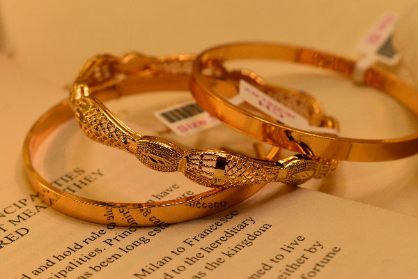 Unique Design Gold Plated 3pc Bangle Set for Girls/Women
