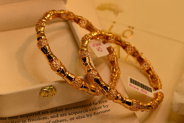 Luminous Unique Design Gold Plated 2pc Bangle Set for Girls/Women