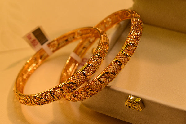Elegant Design Gold Plated 2pc Bangle Set for Girls/Women