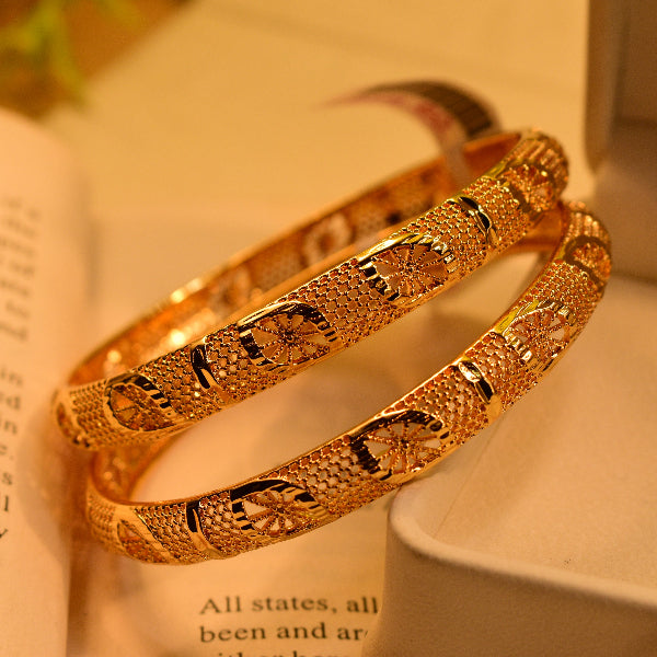 Elegant Design Gold Plated 2pc Bangle Set for Girls/Women