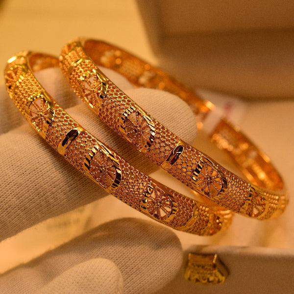 Elegant Design Gold Plated 2pc Bangle Set for Girls/Women